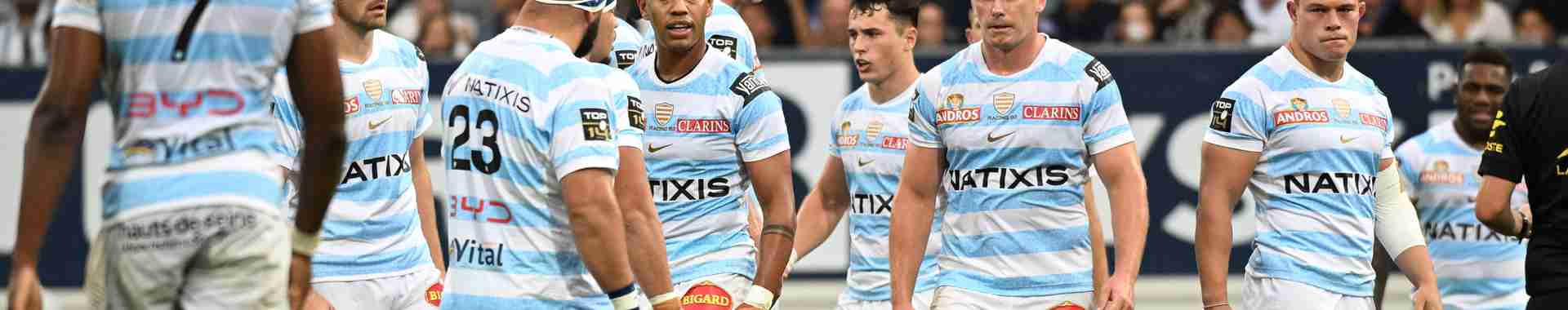 The Racing 92 men’s professional team during a rugby match