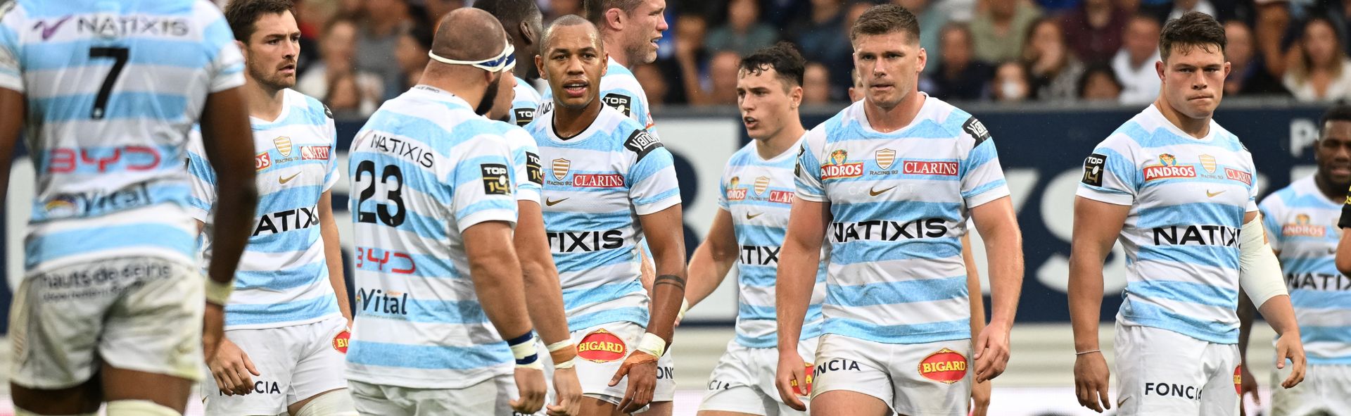 The Racing 92 men’s professional team during a rugby match