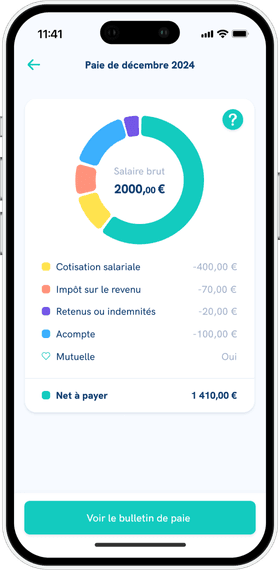 Écran “Bulletin de paie” de l’application mobile Staffmatch.