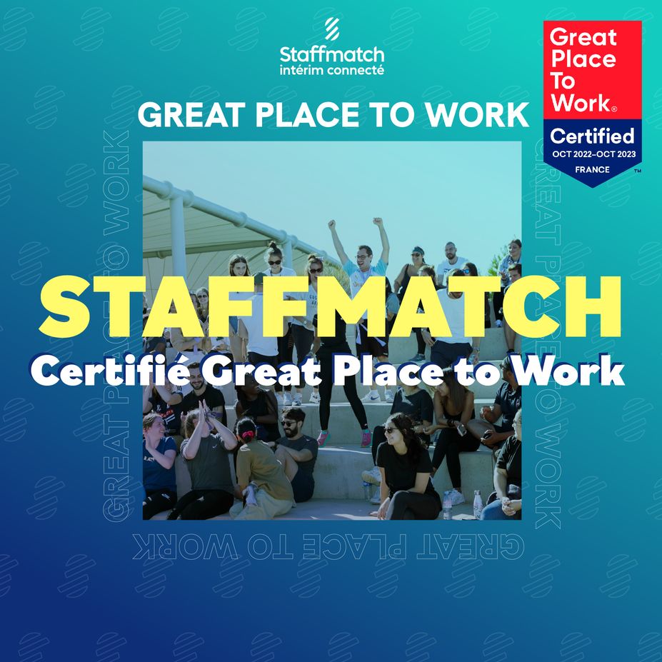 Illustration célébrant la certification Great Place To Work de Staffmatch.