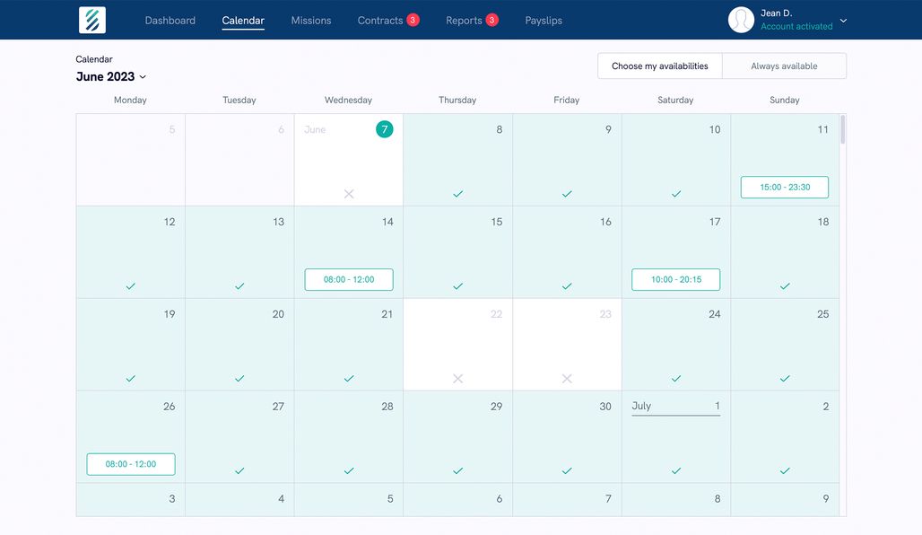 Screenshot illustrating the “Calendar” feature.